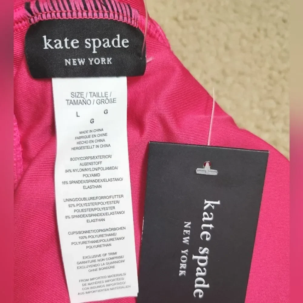Kate Spade Bikini Set With Ties Swimsuit Rose Jam Size L
